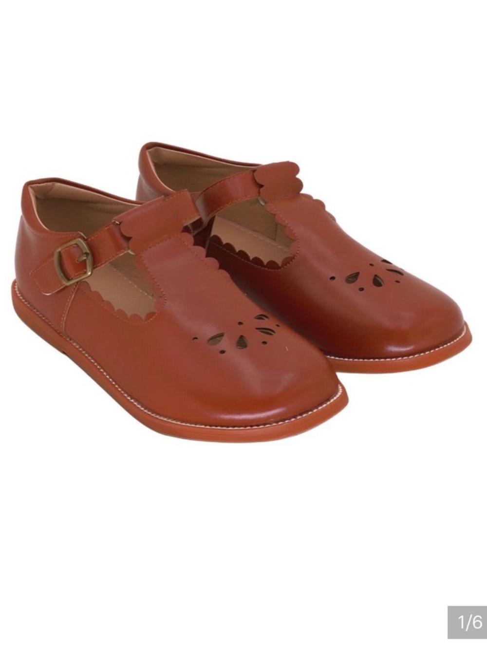 Felix & Flora • Toddler Size 10 Brown Faux Leather Mary Jane T-Strap Dress Shoes